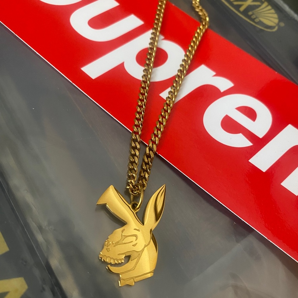 Gold Donnie Darko Bunny Custom Pendant Chain Necklace Playboy Frank Jewelry